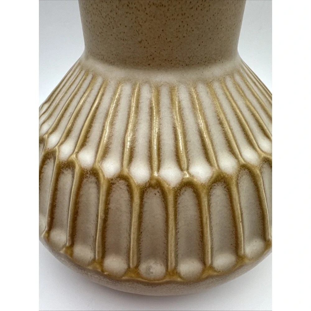 Bloomingville Vase Embossed Ceramic Neutral Reactive Glaze Short Farmhouse Style